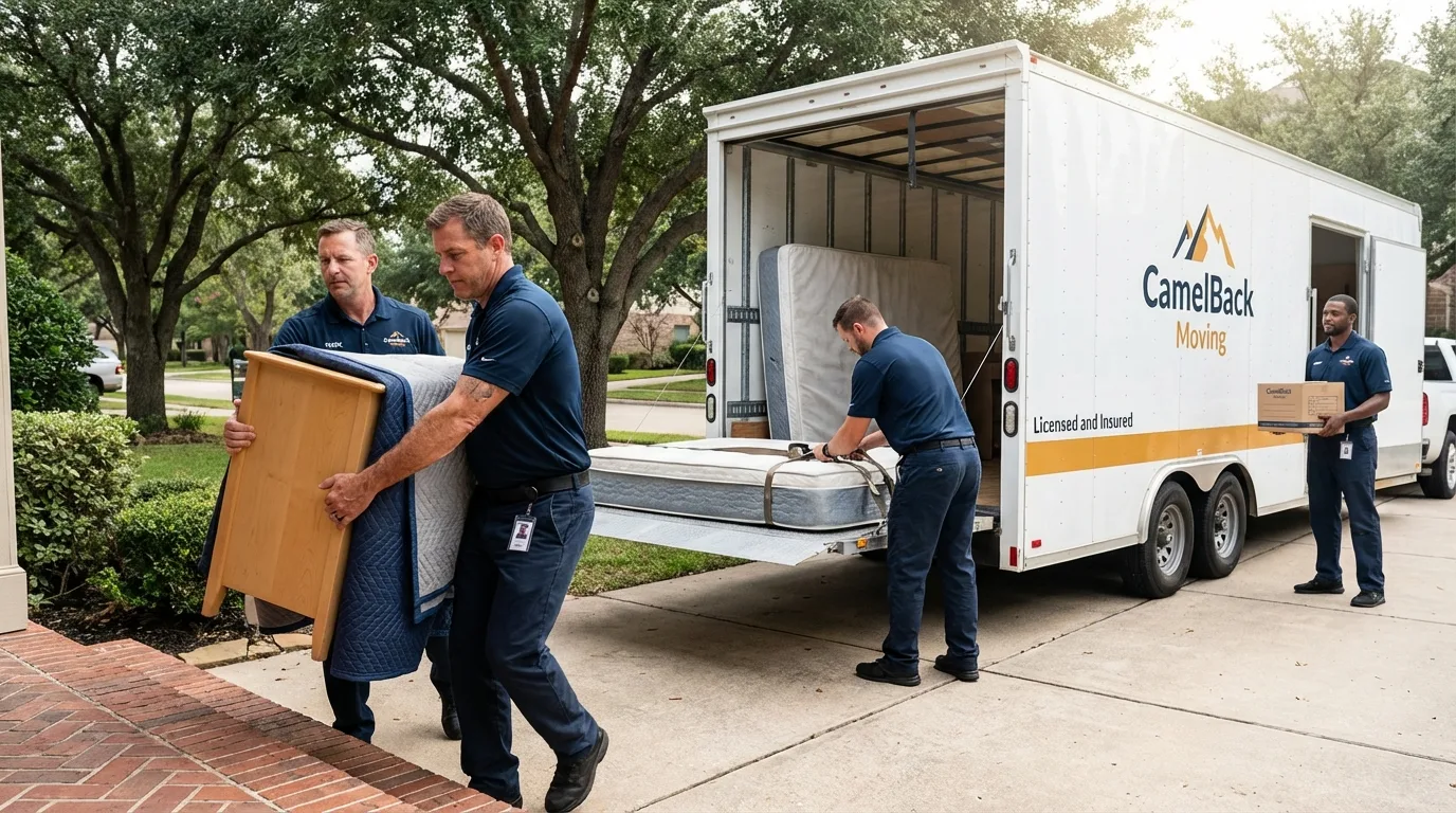 Crew loading residential truck for cross-state move from Ridley Park, PA