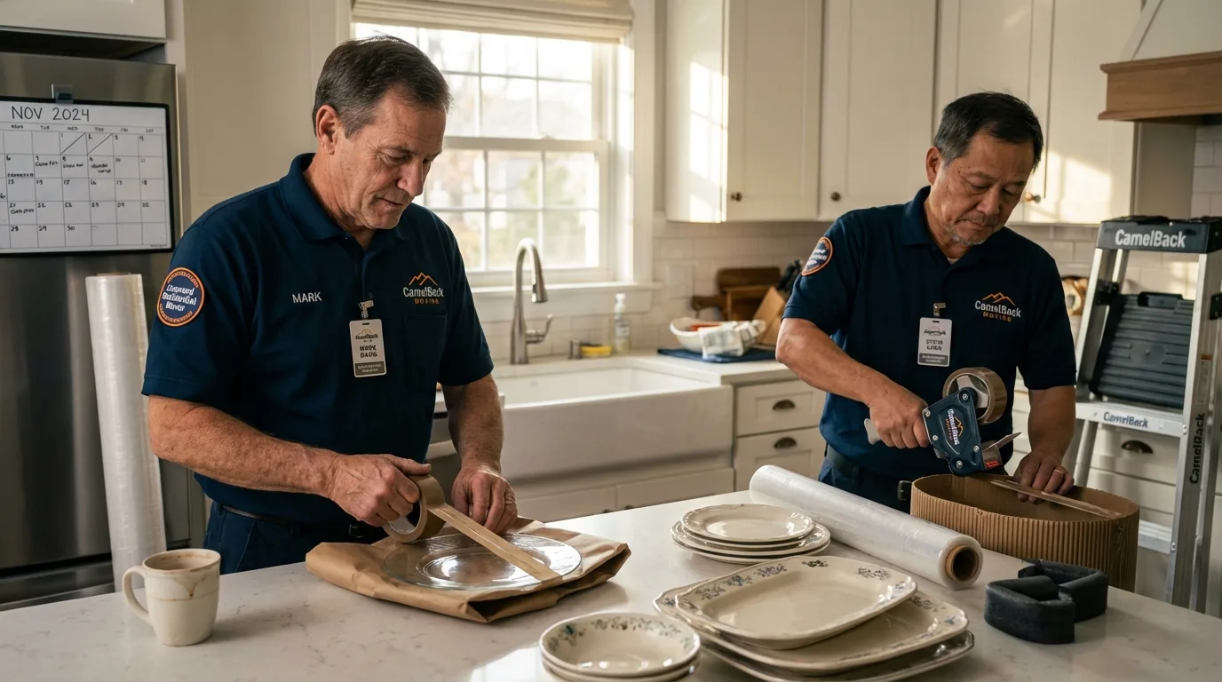 Professional crew packing kitchen dishware in Ridley Park, PA